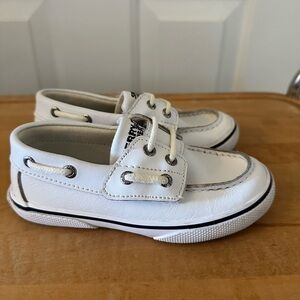 Boys White Leather Sperry Boat Shoes